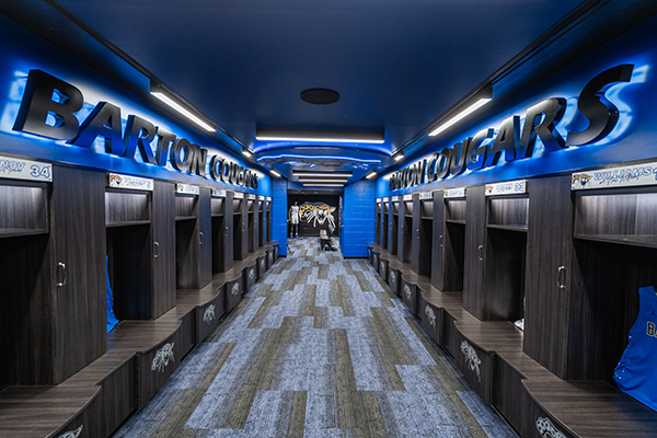 Barton men's basketball locker room