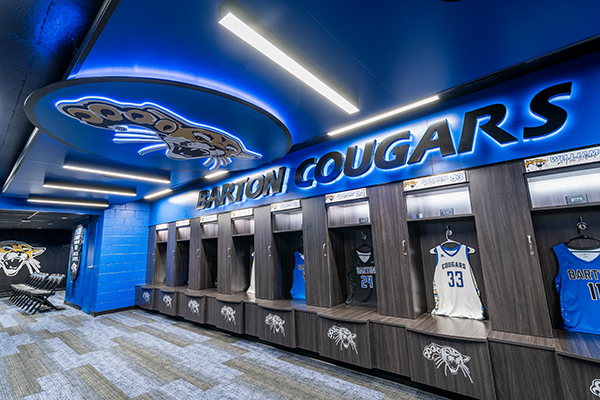 Barton men's basketball locker room