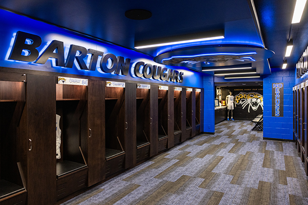 Barton men's basketball locker room