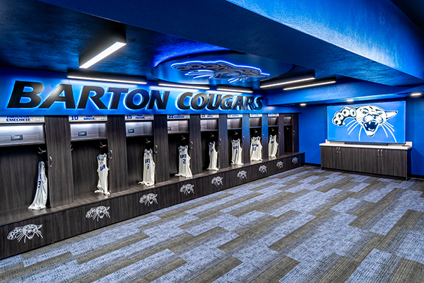 Barton women's basketball locker room