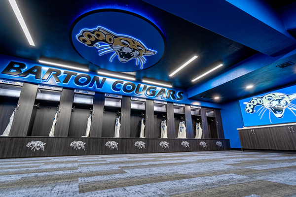 Barton women's basketball locker room